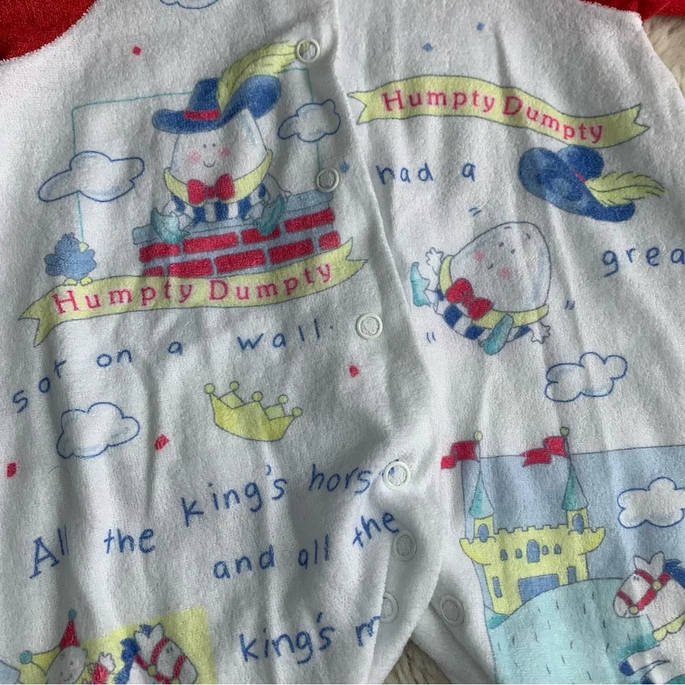 VTG Carters Nursery Rhyme Humpty Dumpty Baby Boy Newborn‎ Footed Onesie